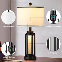 Customizable-25" Modern Table Lamps Set 2 Industrial Beside Lamps