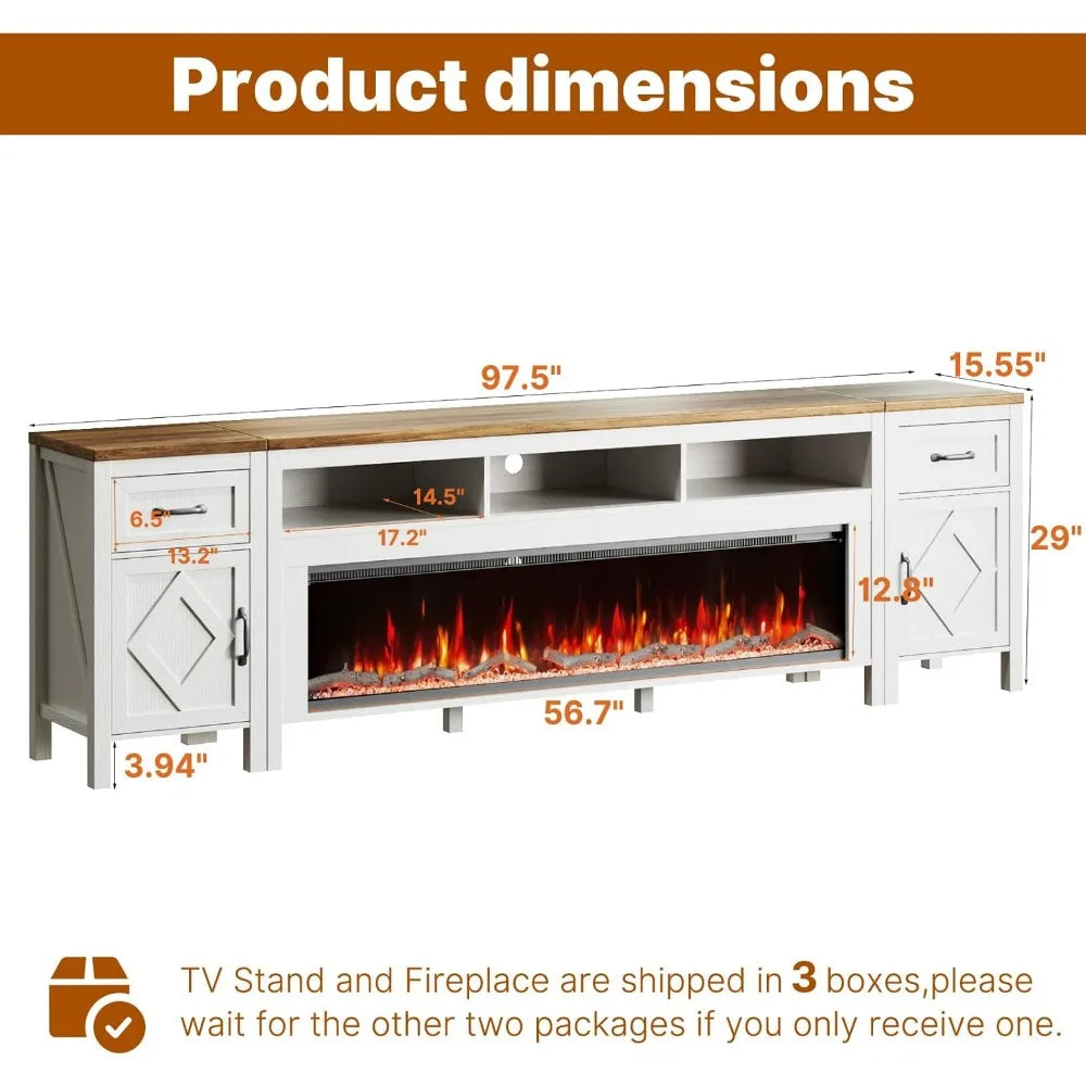 Tv Stand 98 Inch Fireplace TV