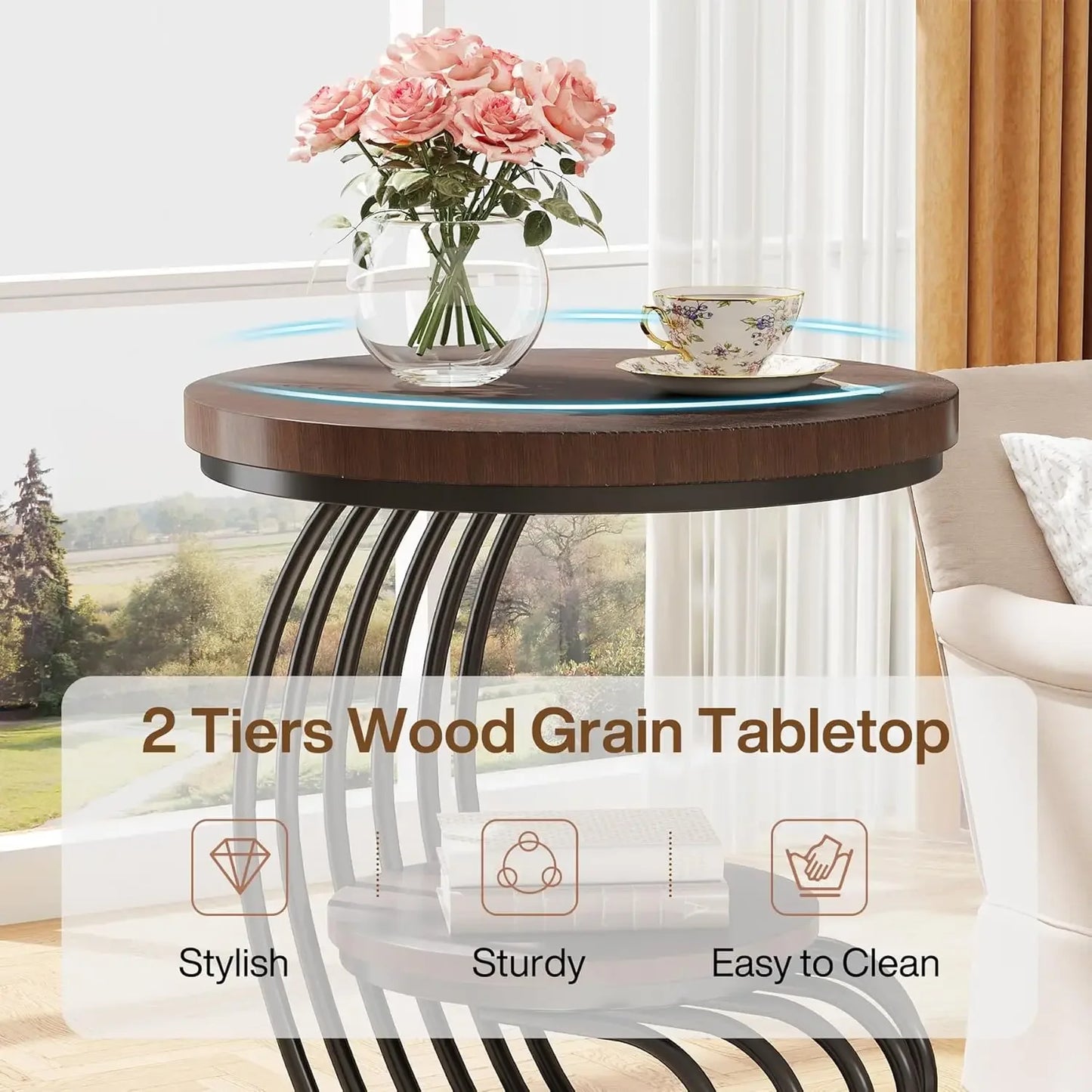 2 Tiers Side Table Set