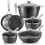 Induction Cookware Nonstick, 10-Piece, BEZIA Pots and Pans Set