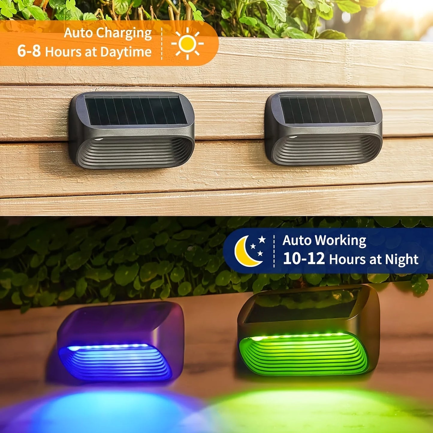 6/12 Pack Fence Lights Solar Powered