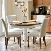 Upholstered Dining Chairs Set of 4, Parsons Style Linen Beige Accent Chairs with High Back
