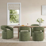 4-Piece Barrel Dining Chairs, Upholstered w/Removable Casters Green