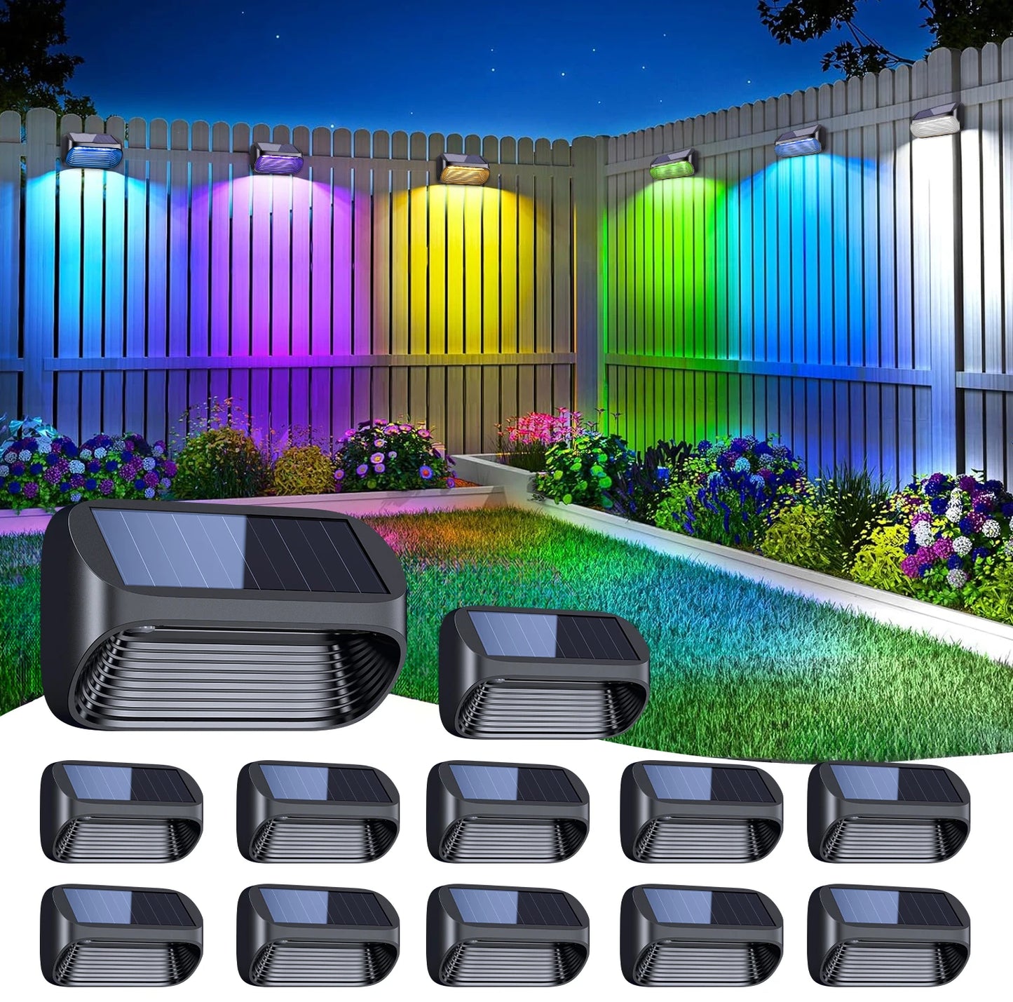 6/12 Pack Fence Lights Solar Powered