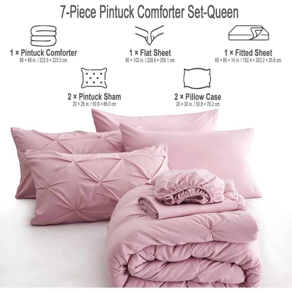 7pc Pink Queen Comforter Set
