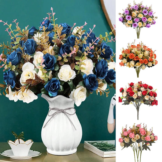 1pc Artificial Flower Rose Silk Bundle