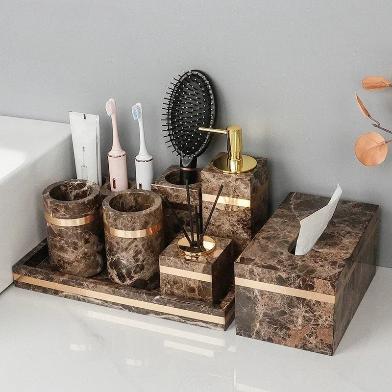 1pc Marble Light Luxury Bathroom Wash Set