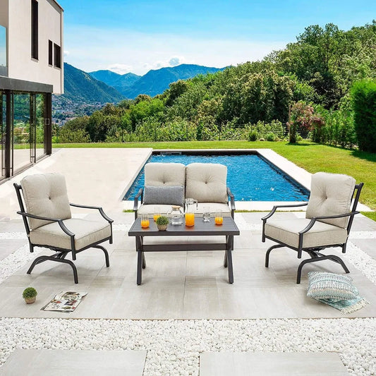4 PCS Patio Furniture Conversation Set