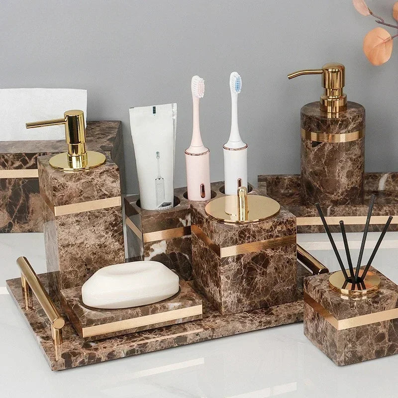 1pc Marble Light Luxury Bathroom Wash Set