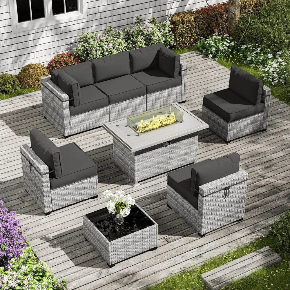8-Piece Patio Furniture Set W/Fire Pit