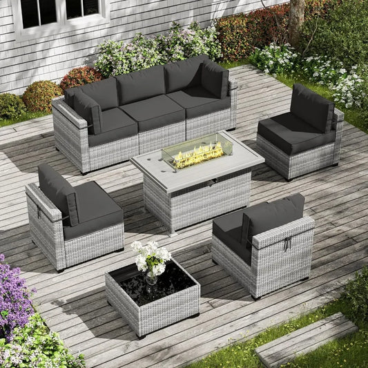 8-Piece Patio Furniture Set W/Fire Pit