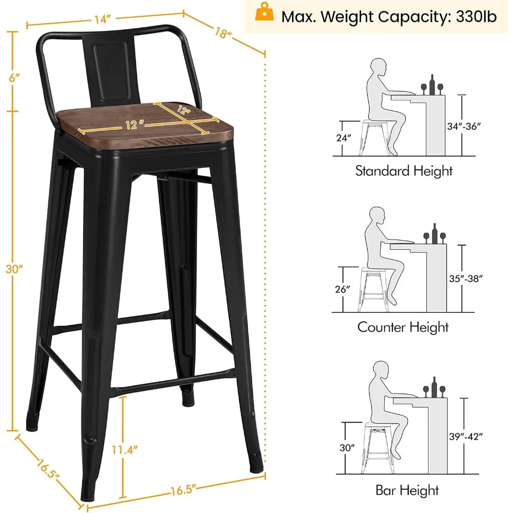 30" Metal Barstools Set of 4 Bar