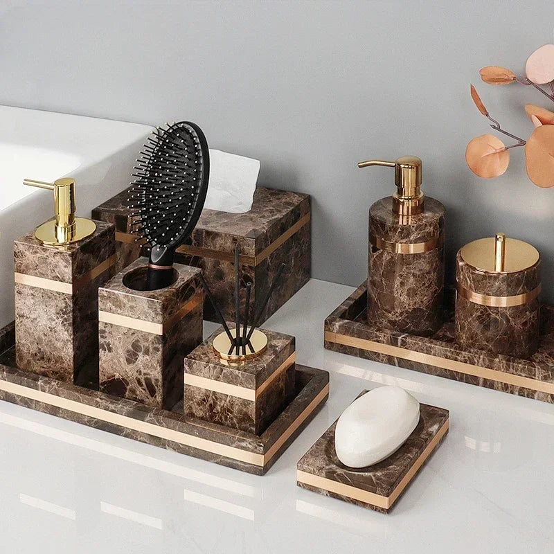 1pc Marble Light Luxury Bathroom Wash Set