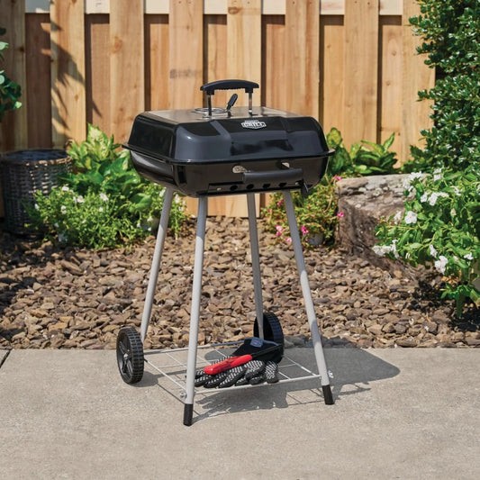 Grill Square Steel Charcoal Grill with Wheels