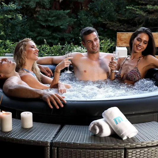 Black Bubble Hot Tub W/Detachable Insulation Cover