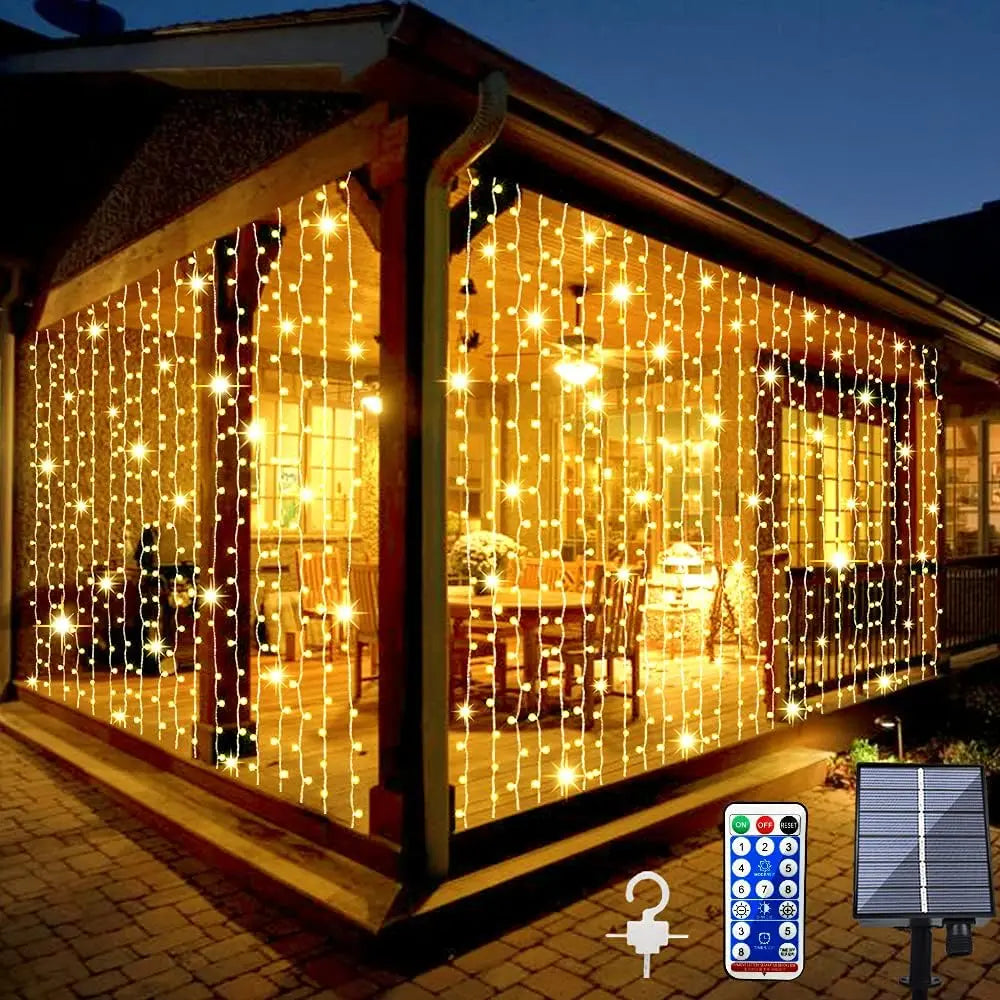 Solar Curtain Light Outdoor Garden String