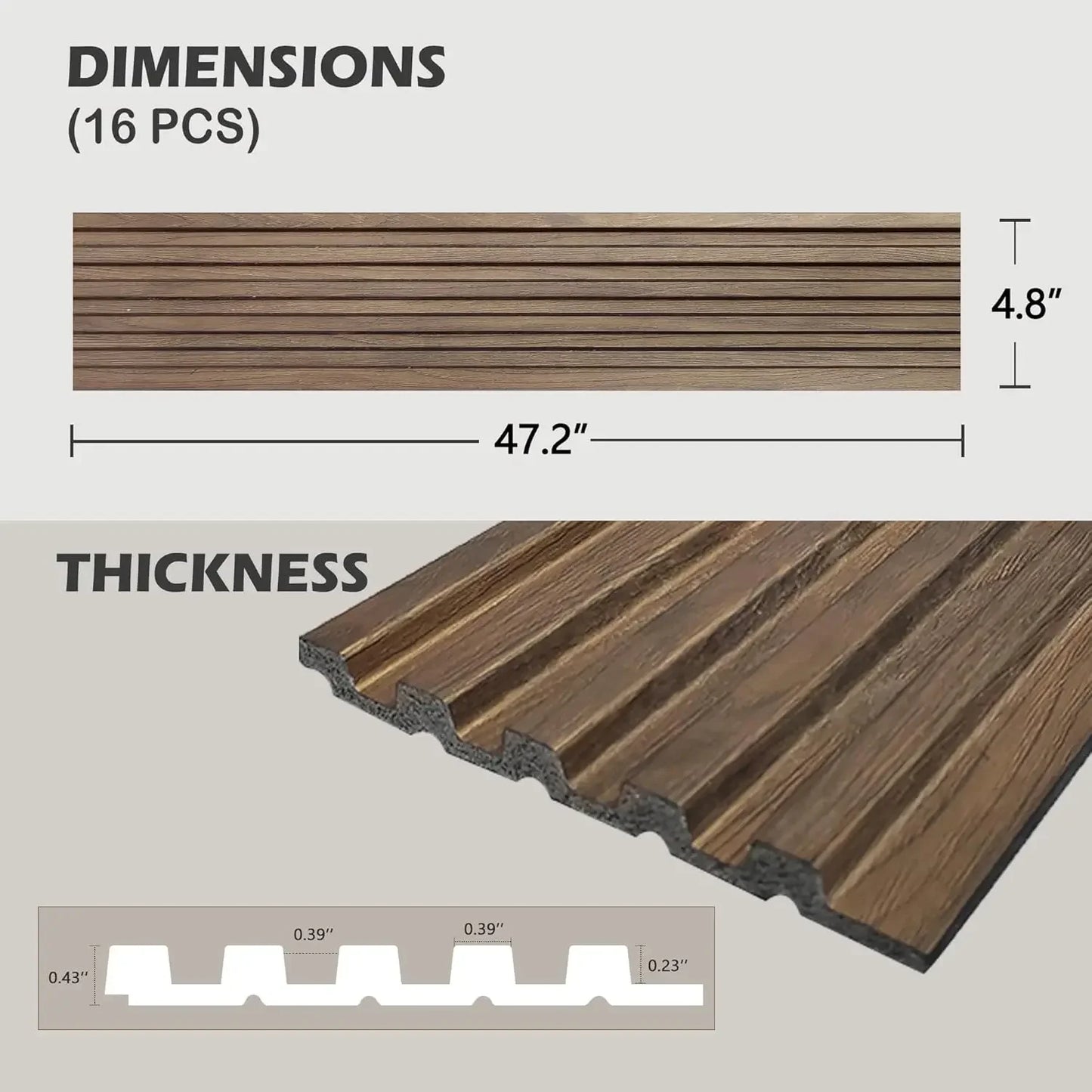 16 Pieces Textured Wood Grain Panels