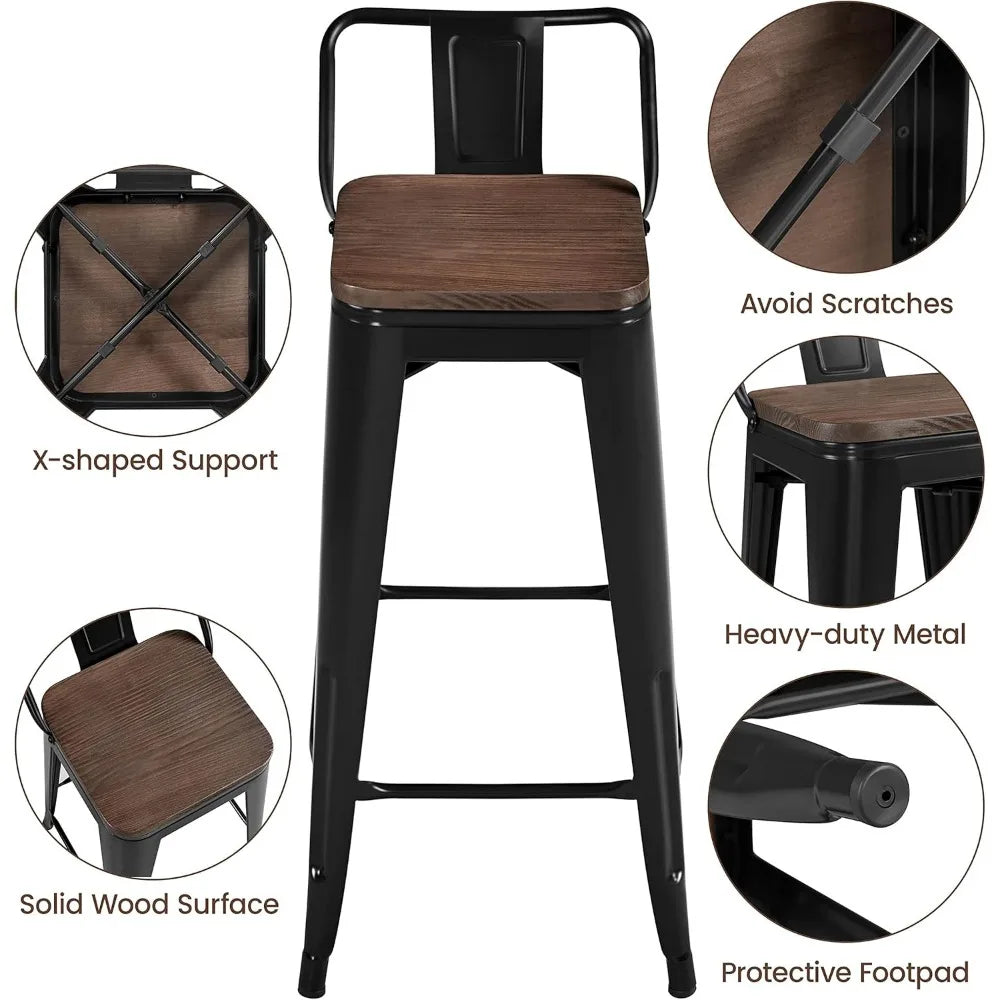 30" Metal Barstools Set of 4 Bar