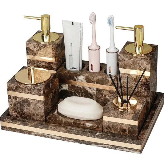 1pc Marble Light Luxury Bathroom Wash Set