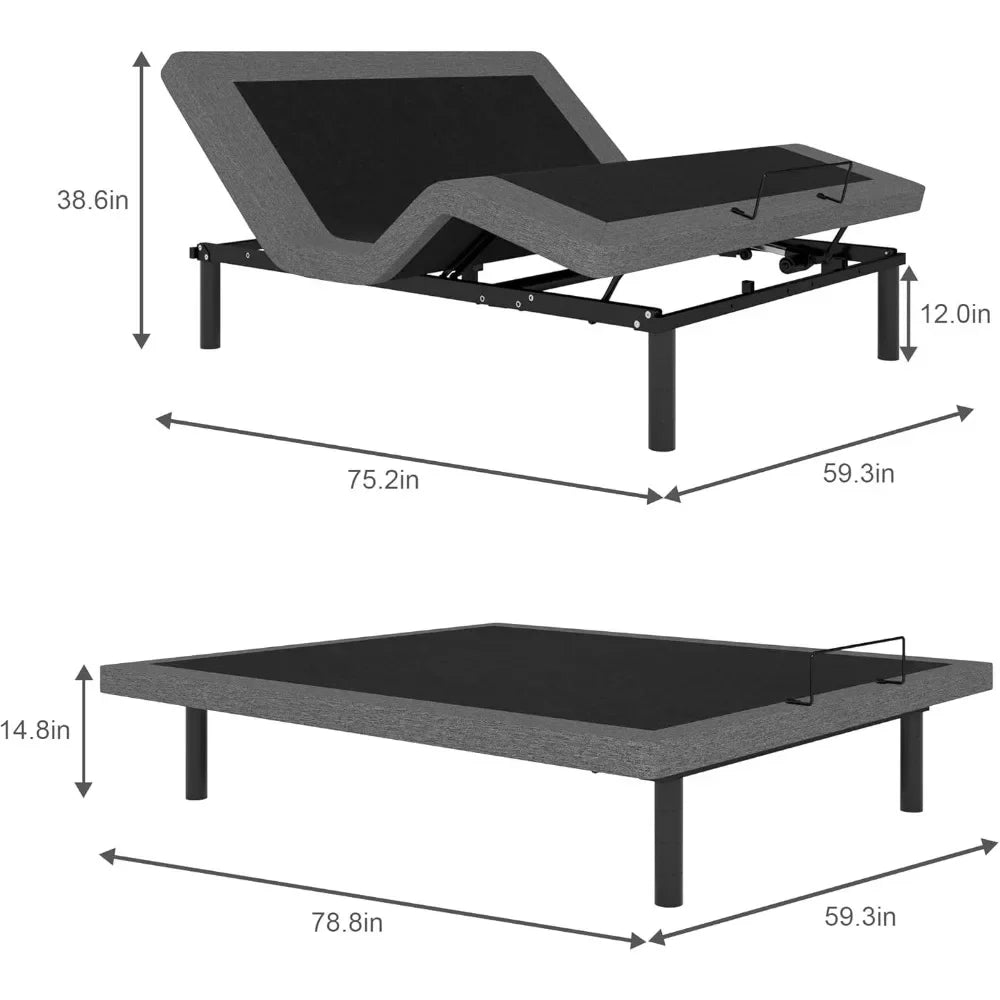 Adjustable Bed Base, Wireless Remote